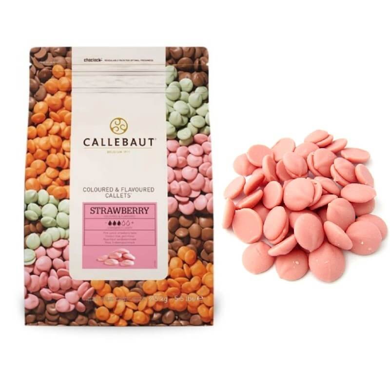 BARRY CALLEBAUT CIOCOLATA ALBA CU AROMA DE CAPSUNI - Dropsuri, unt de cacao 30%, 2,5 kg