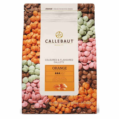 BARRY CALLEBAUT CIOCOLATA ALBA CU AROMA DE PORTOCALA  2,5 kg- Dropsuri, unt de cacao 29%