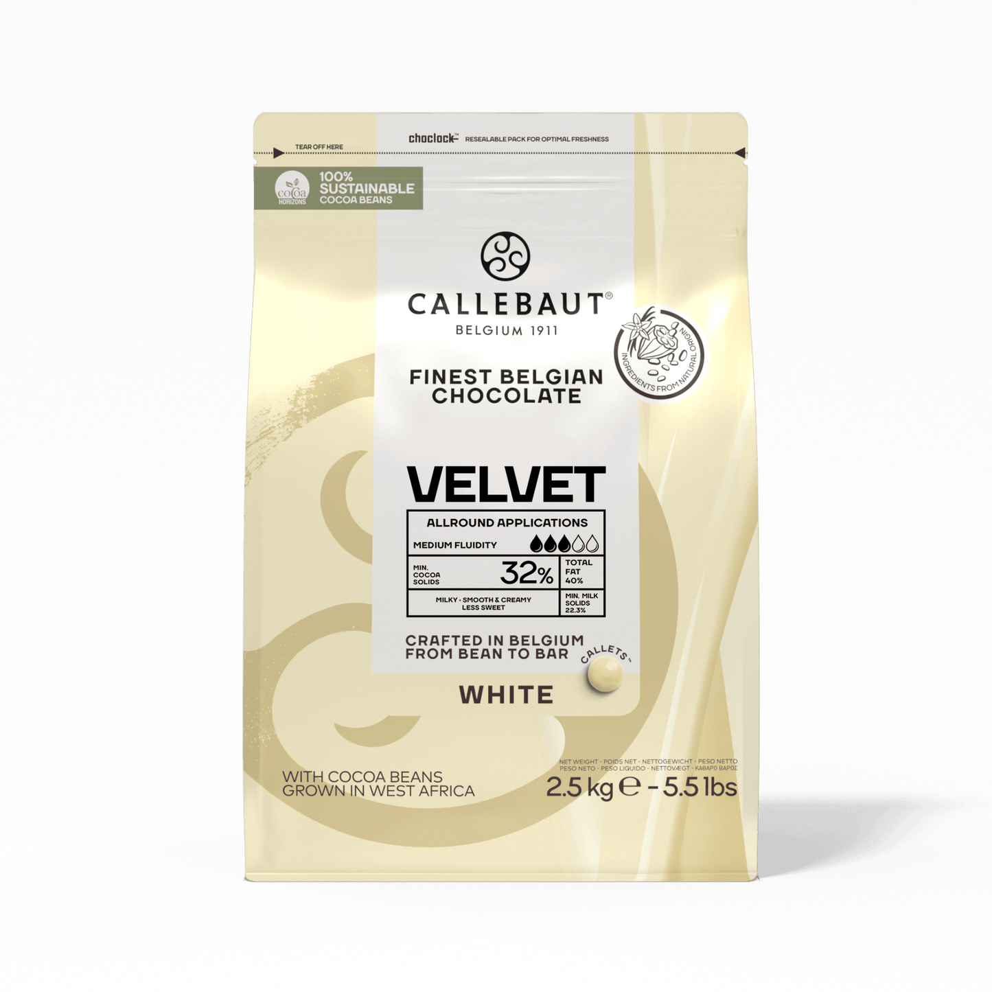 BARRY CALLEBAUT CIOCOLATA ALBA VELVET - Dropsuri cacao 32%, 2.5kg