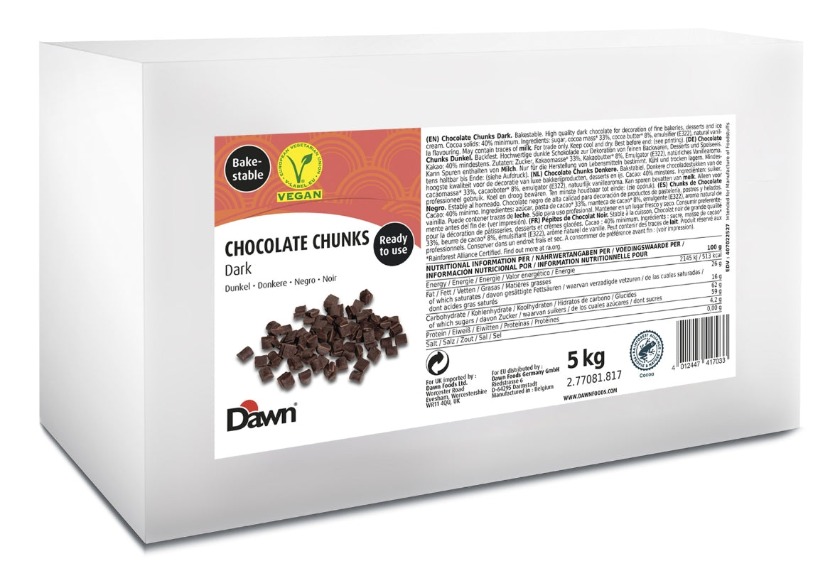 Bucati de ciocolata neagra,  Dawn Foods, 5 KG